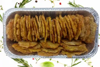 Fried Green Plantain in a tray