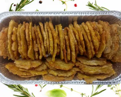 Fried Green Plantain in a tray